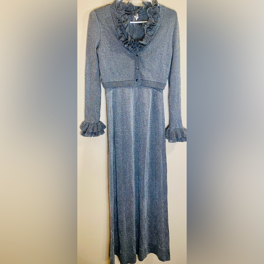 Fabulous silver vintage dress with matching sweater